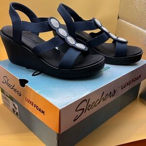 Skechers Women's Blue Wedge Sandals
